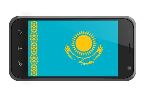 Kazakhstan flag on smartphone screen isolated Stock Illustration