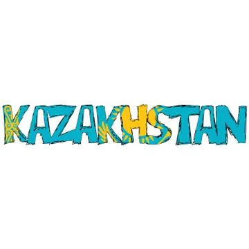 Kazakhstan flag text Stock Illustration