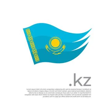 Kazakhstan flag. Vector stylized design national poster on a white background Stock Illustration
