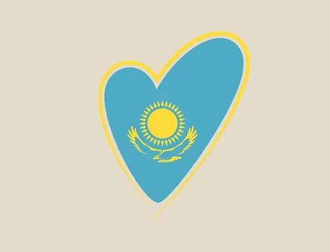 Kazakhstan Flag Vector within a Hand-Drawn Heart Shape Representing Patriot.. Stock Illustration