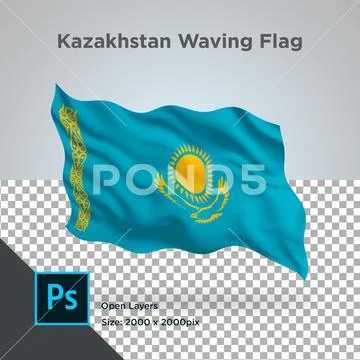 Kazakhstan flag wave design PSD Template
