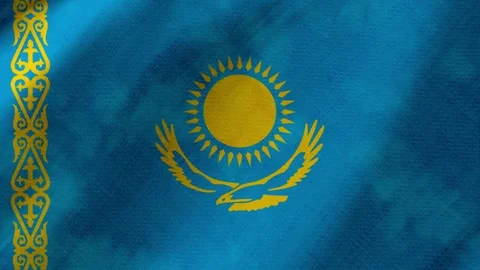 Kazakhstan flag waving background with real fabric texture Stock-Footage 291919210