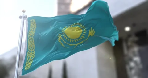 Kazakhstan-flag-waving-seamless-loop-4k-60fps Stock Footage 331252097