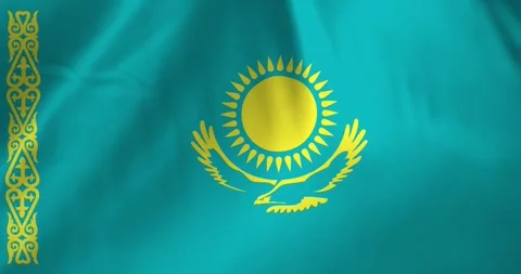 Kazakhstan flag waving with the wind background loop video animation Video stock 327172187