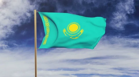 Kazakhstan flag waving in the wind. Looping sun rises style.  Animation loop Stock Footage 47974557