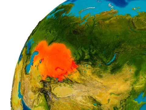 Kazakhstan on globe Stock Illustration