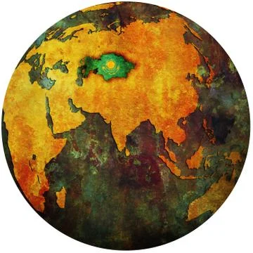 Kazakhstan on globe map Stock Illustration