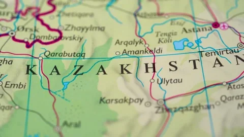 Kazakhstan highlighted on a world map 4K Stock Footage 300658735