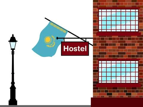 Kazakhstan Hostels Vector Illustration Stock Illustration
