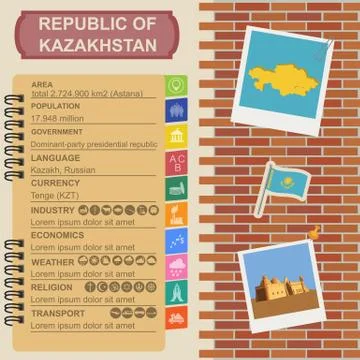 Kazakhstan  infographics, statistical data, sights. Stock Illustration