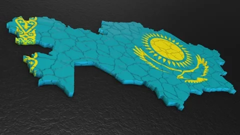 Kazakhstan map 3d. 3d map of Kazakhstan. Stock Footage 273517087