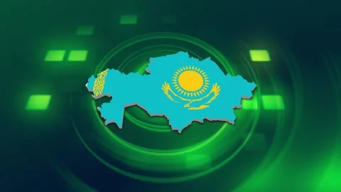 Kazakhstan Map and Flag Background Stock Footage 344028561