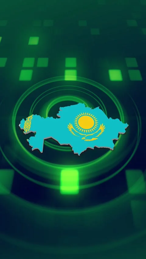 Kazakhstan Map and Flag Background 스톡 동영상 347125167