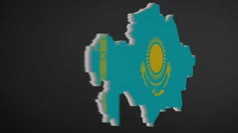 Kazakhstan Map Border with Flag Intro Stock Footage 202708253
