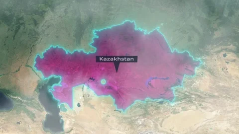 Kazakhstan Map - Clouds Effect Stock Footage 266879004