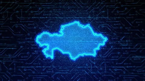 Kazakhstan Map Digital Technology Opener Stock Footage 335081406