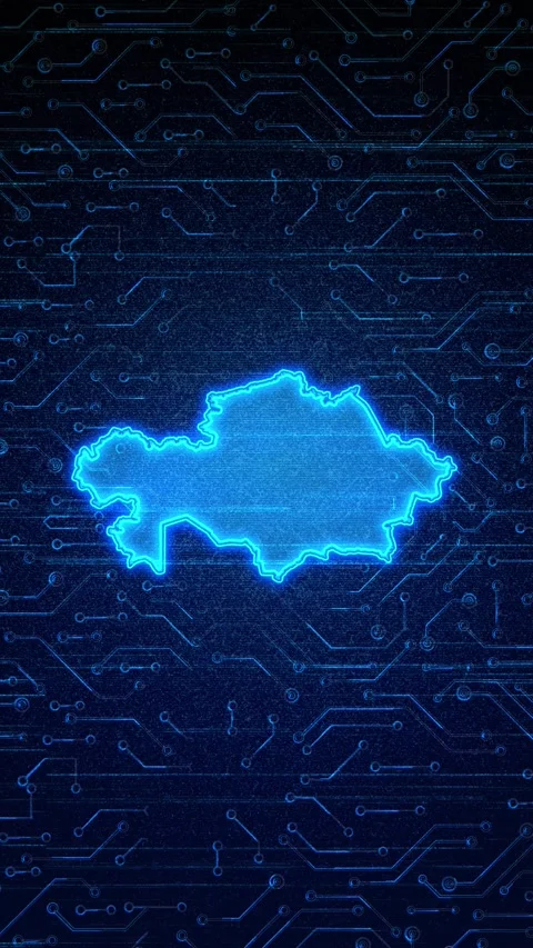 Kazakhstan Map Digital Technology Opener Stock-Footage 336312852