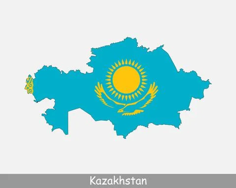 Kazakhstan Map Flag Stock Illustration