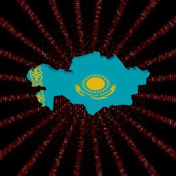 Kazakhstan map flag on red hex code burst illustration Stock Illustration