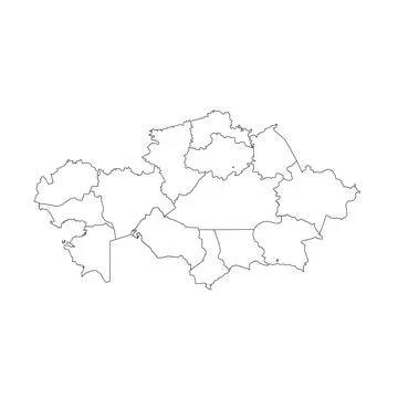 Kazakhstan map, isolated on white background. Black map template. Simplified Stock Illustration