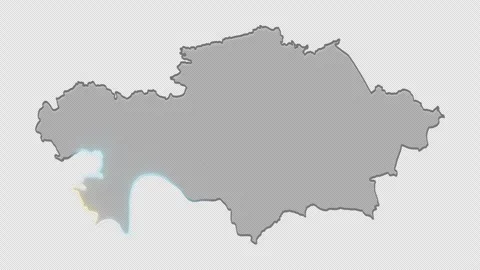 Kazakhstan Map in Liquid Glass - Seamless 4K Loop with Alpha Channel Stock Footage 346539098