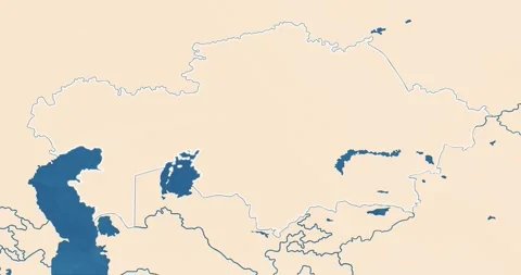 A kazakhstan map with most important cities and frontier lines Vidéo 337429337