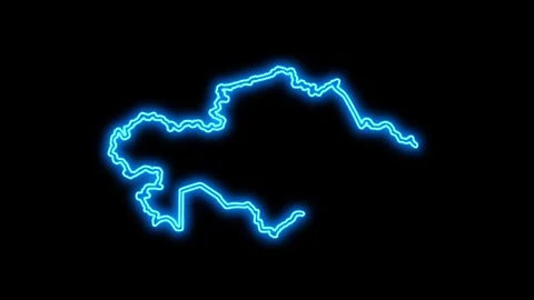 Kazakhstan Map Outline Neon Lights Stock Footage 332849742