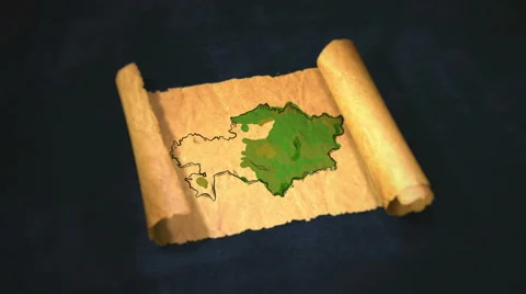 Kazakhstan Map Painting Unfolding Old Paper Scroll 3D 4K Stock Footage 59010903