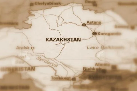 Kazakhstan on a map Stock Photos