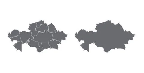 Kazakhstan map vector, isolated on white background. Black map template, flat Stock Illustration