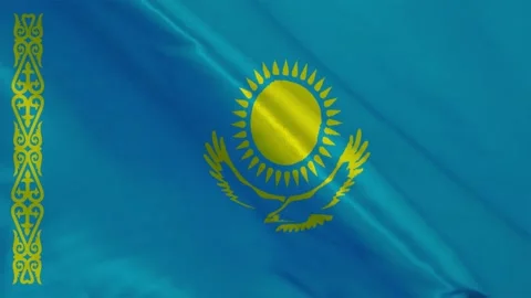 Kazakhstan National Waving Flag, Motion Animation of Kazakhstan Flag Stock Footage 303126953