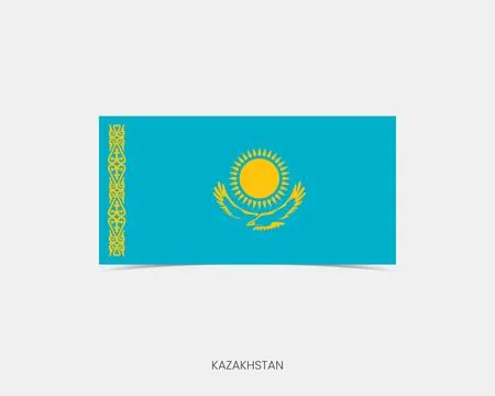 Kazakhstan Rectangle flag icon with shadow. Illustrazione stock