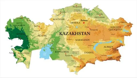 Kazakhstan relief map Stock Illustration