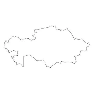 Kazakhstan - solid black outline border map of country area. Simple flat vector イラスト素材