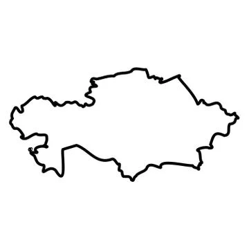 Kazakhstan - solid black outline border map of country area. Simple flat vector 스톡 일러스트
