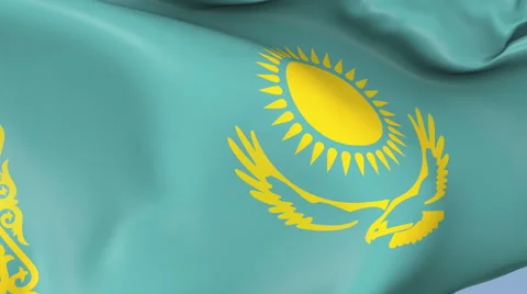 Kazakhstan Waving Flag Background Loop Stock Footage 64143185
