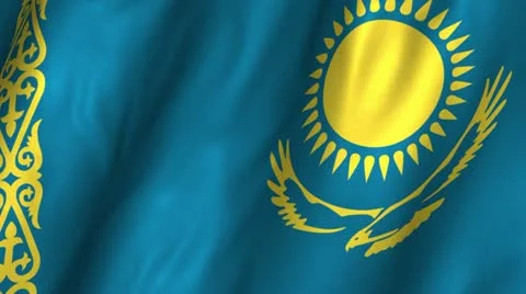 Kazakhstan Waving Flag Stock Footage 12291309