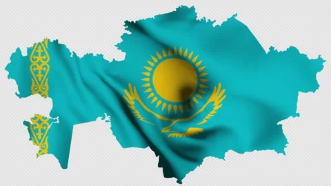 Kazakhstan waving flag map with alpha channel and seamless loop Stock Footage 171290826