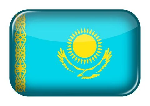 Kazakhstan web icon rectangle button with clipping path 스톡 일러스트