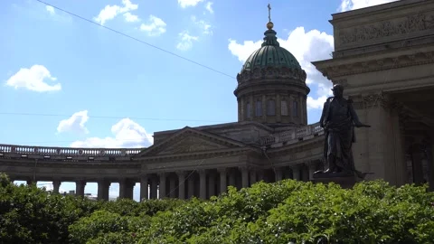 Kazan Cathedral, Kazan Square, summer. Russia, Saint Petersburg June 2021 Stock Footage 155674445