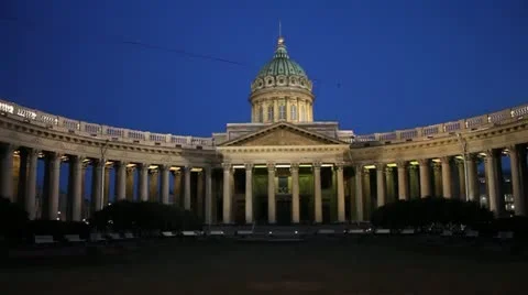 KAZAN CATHEDRAL - NIGHT Stock Footage 12466685