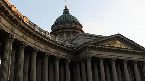 Kazan Cathedral in the rays of the setting sun. Stock Photos