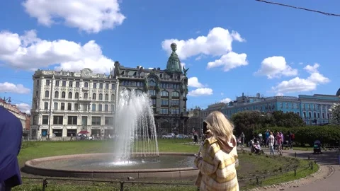 Kazan Square, people walking in the park. Russia, Saint Petersburg June 2021 Stock Footage 155674477