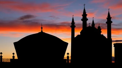 Kazan: Time Lapse at Twilight of Kul Sharif Mosque Complex Stock Footage 122049601