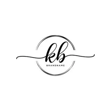 KB Initial handwriting logo with circle template vector Stock Illustration