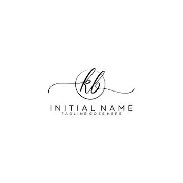 KB Initial handwriting logo with circle template vector Illustrazione stock