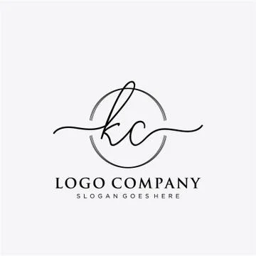 KC Initial handwriting logo design Illustrazione stock