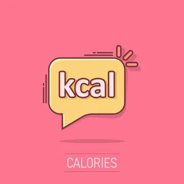Kcal icon in comic style. Diet cartoon vector illustration on white isolate.. Stock Illustration