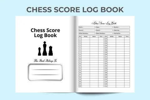 KDP interior chess game score journal. Chess player information and game scor Stock Illustration