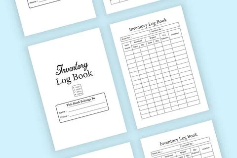 KDP interior inventory Log Book. Daily purchase and sell checklist. Inventory Illustrazione stock